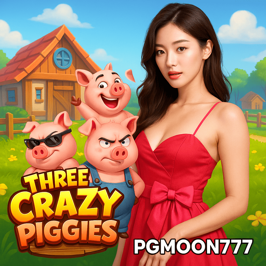 THREE CRAZY PIGGIES สล็อตหมูบ้าสุดฮาจาก PGMOON777 แตกง่าย